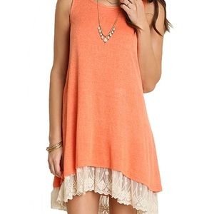 Fun Umgee Tangerine Sheer Knit Tank Dress